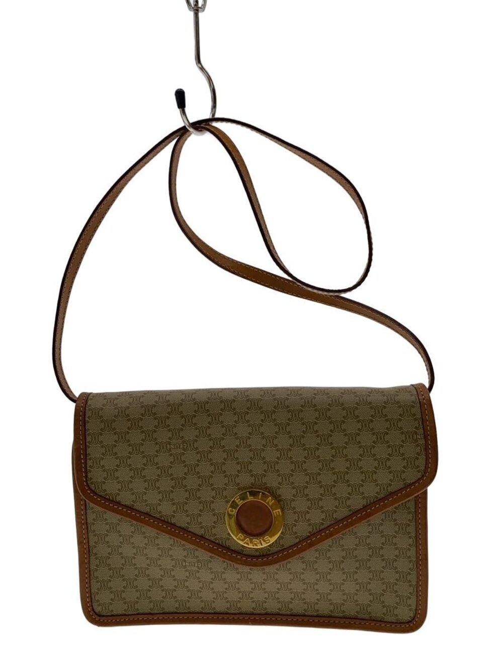 Celine Macadam Circle Shoulder Bag Camel Brown All over